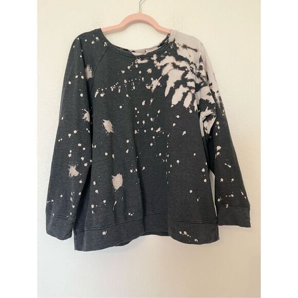 Torrid Black Bleach Splatter Terry Pullover Sweatshirt - Picture 1 of 4